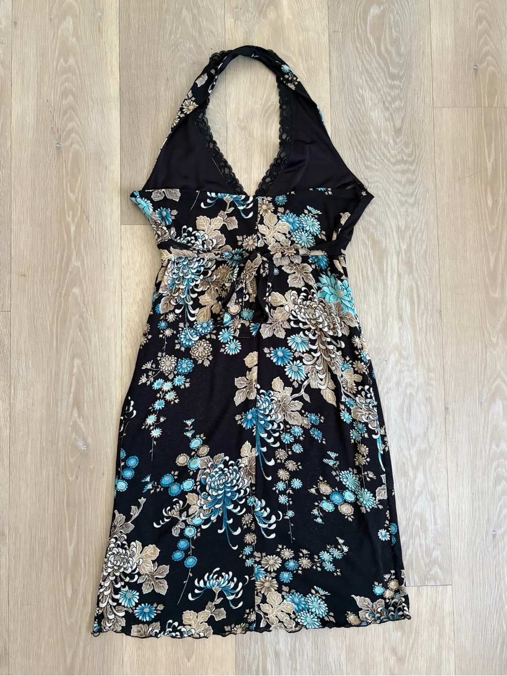 Y2K Papaya Floral Lace Halter Dress Size Large - Picture 3 of 7